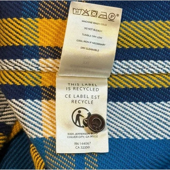 OUTERKNOWN Blue Plaid Outdoor Button Up Blanket Flannel Shirt Shacket Men's 2XL - Picture 5 of 9